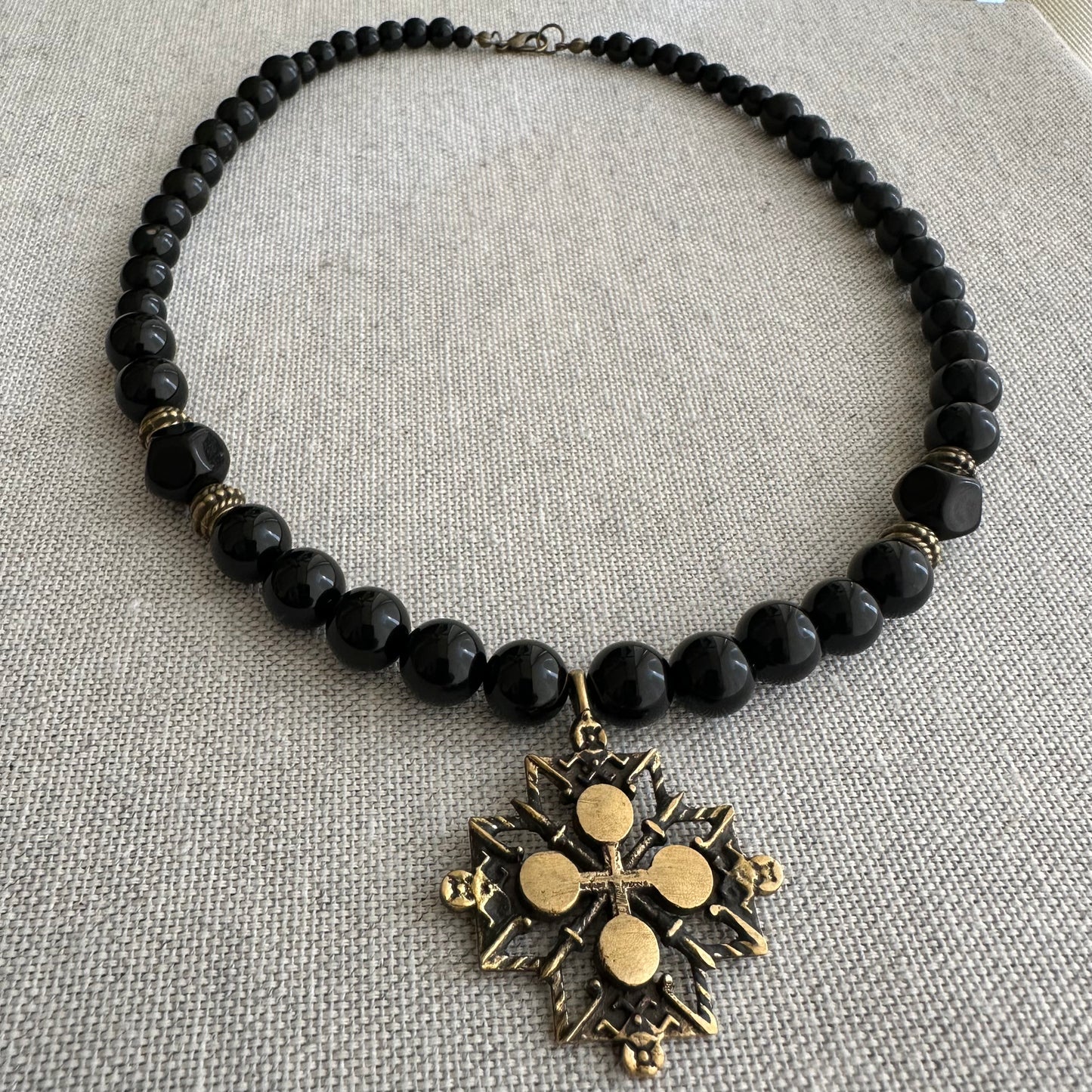 Collar de agate natural con Zgarda "Cruz"| UA Market®