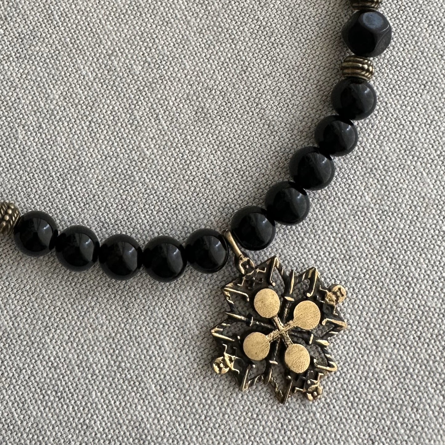 Collar de agate natural con Zgarda "Cruz"| UA Market®