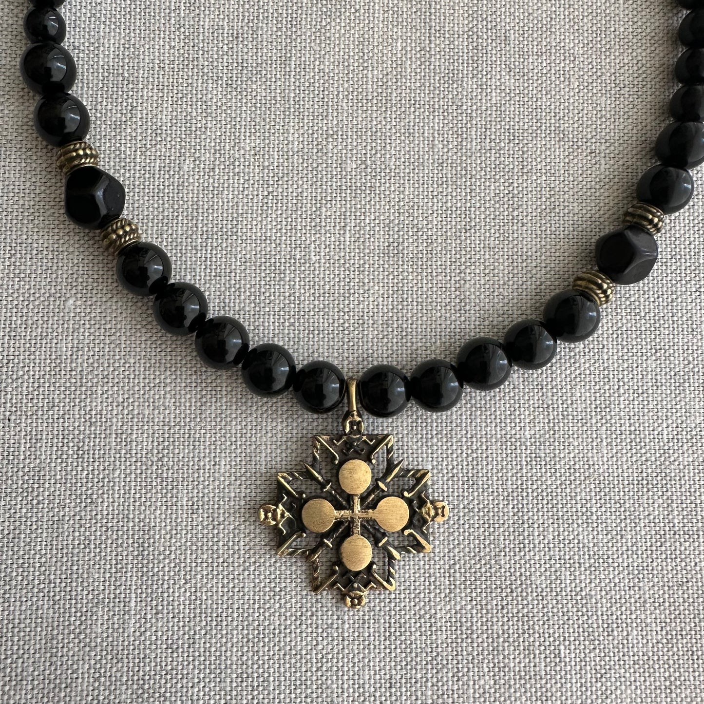 Collar de agate natural con Zgarda "Cruz"| UA Market®