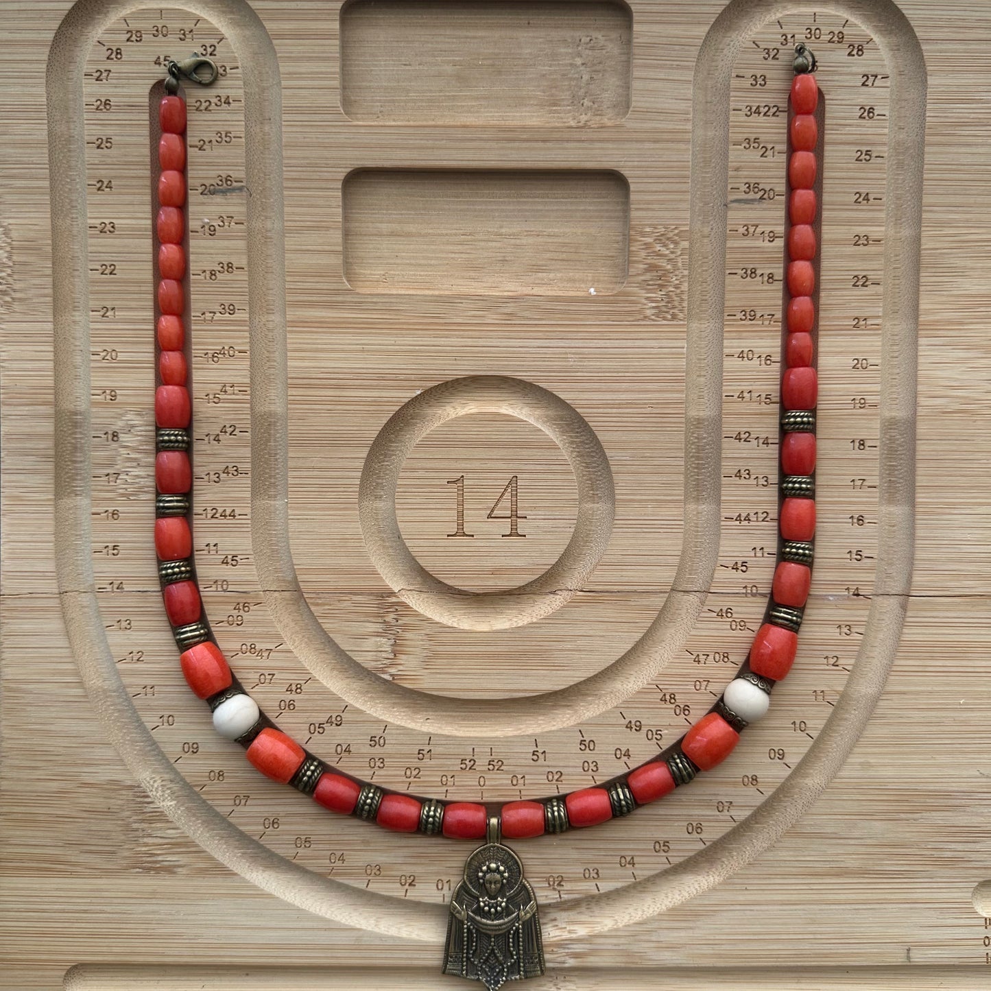 Collar de coral y jasper natural con Zgarda "Virgen María"| UA Market®