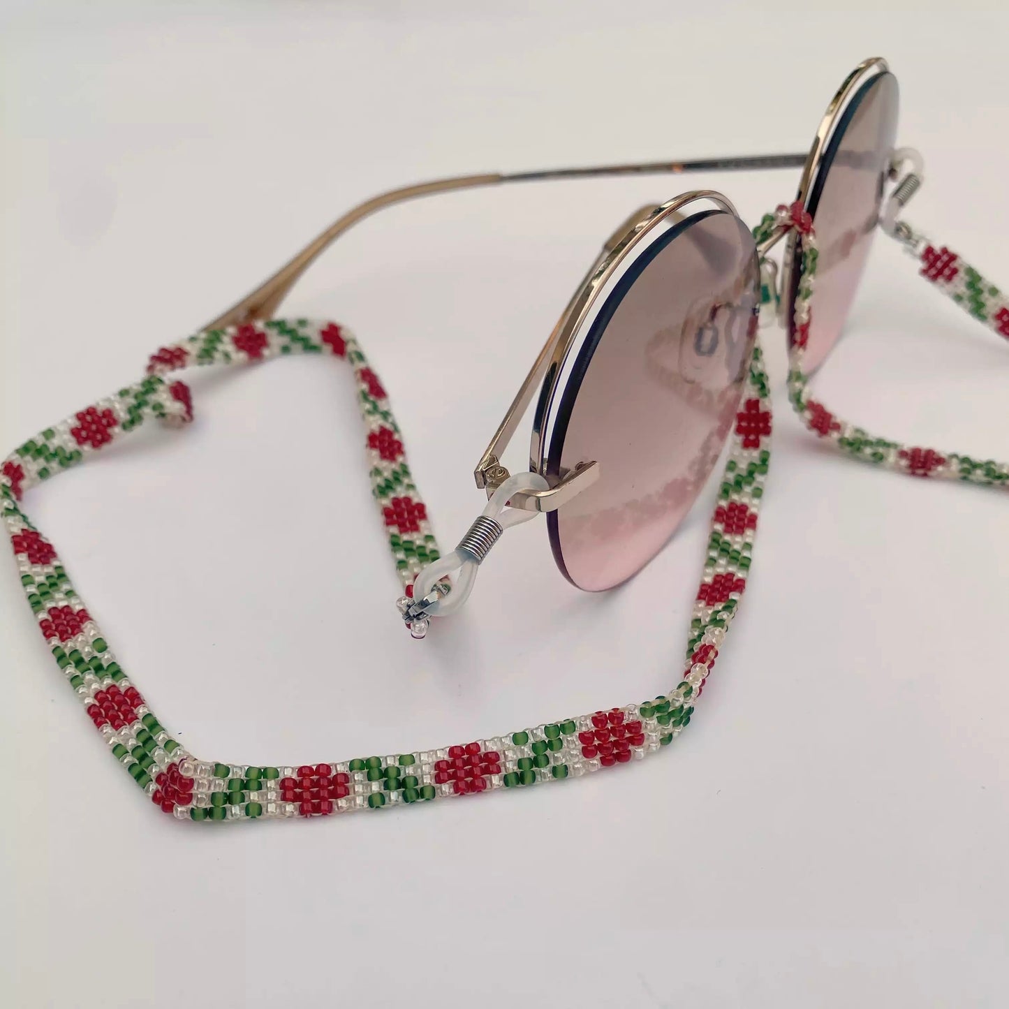 Soporte para gafas hecho a mano con cuentas japonesas, 4 hileras