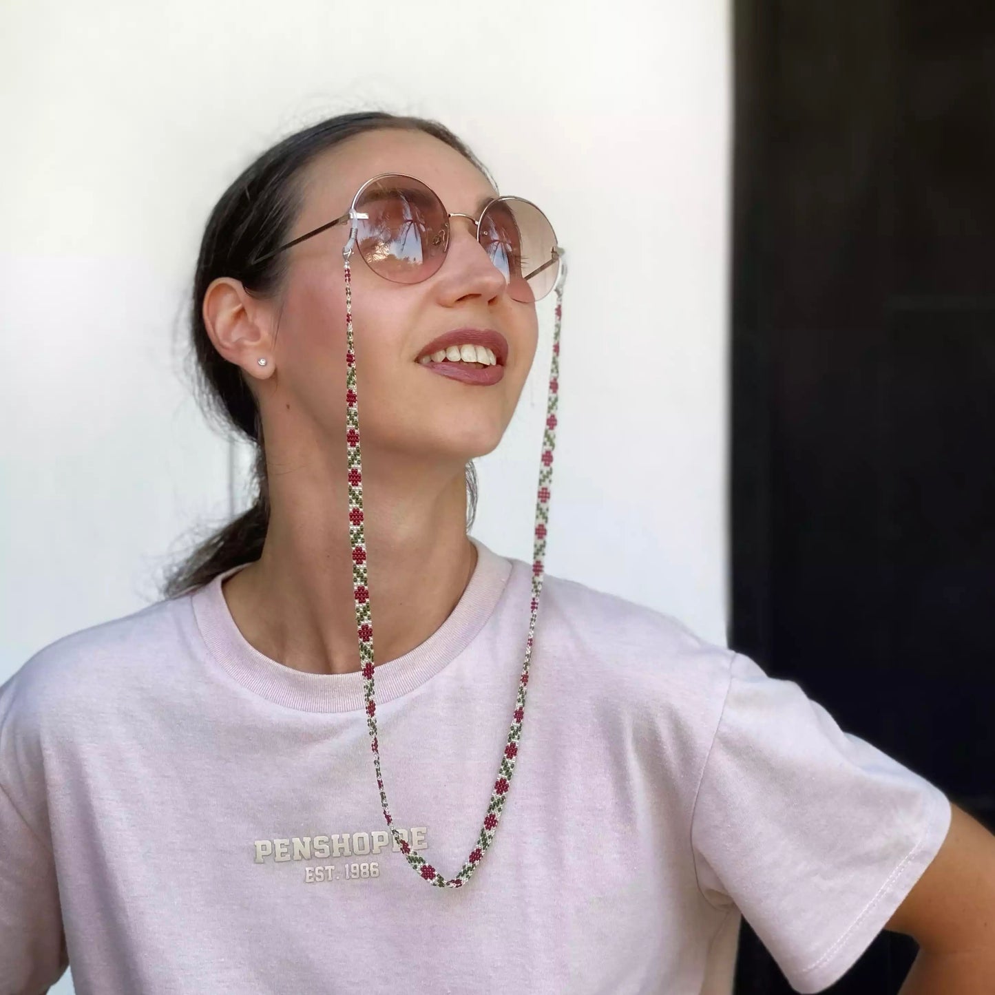 Soporte para gafas hecho a mano con cuentas japonesas, 4 hileras