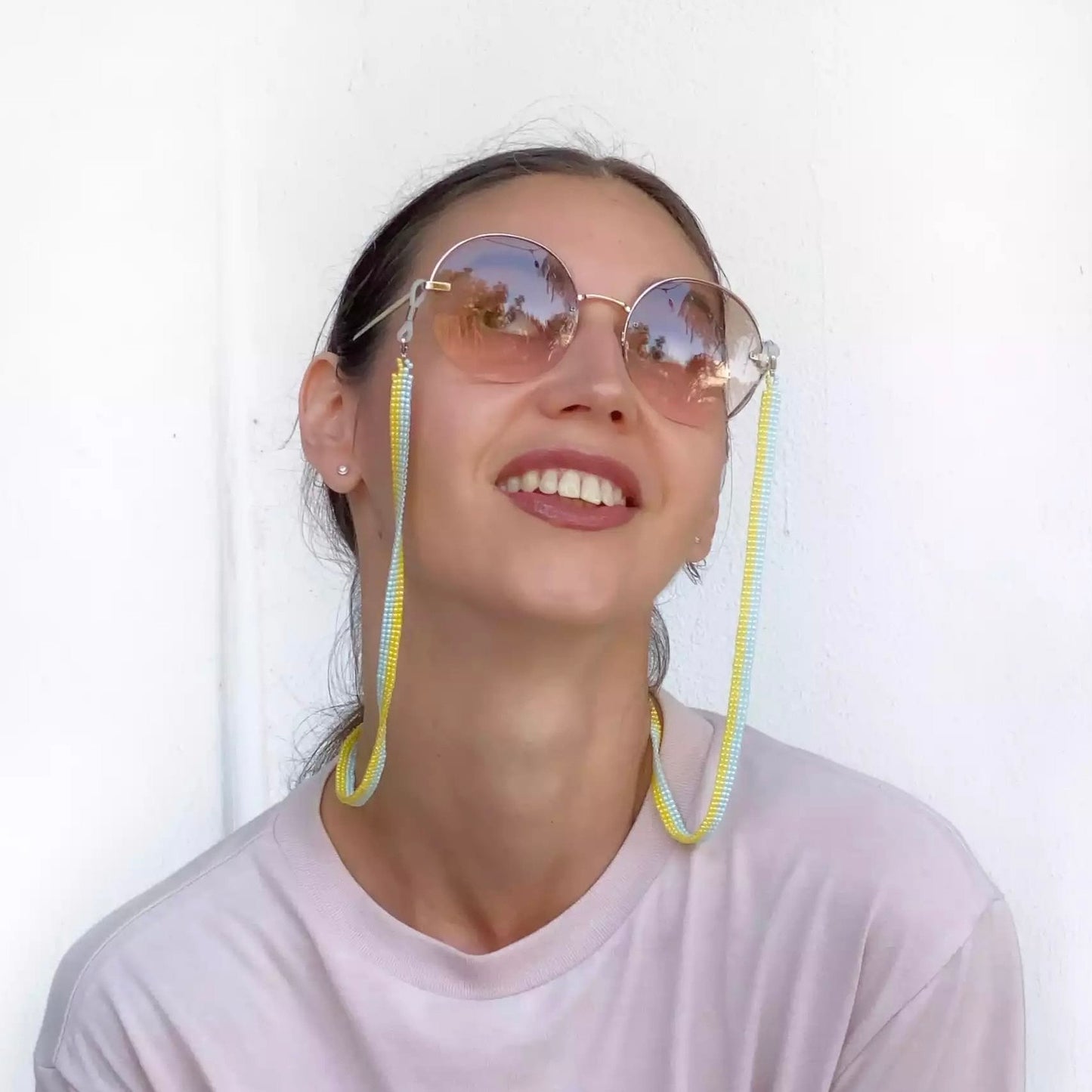 Soporte para gafas hecho a mano con cuentas japonesas, 4 hileras