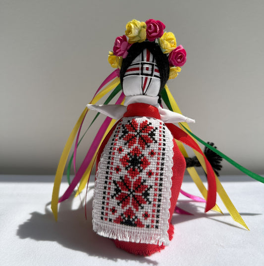 Motanka | Motanka Estrella de la Vida | Blanco & Rojo | Corona de Flores | UA Market®