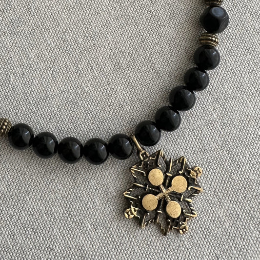 Collar de agate natural con Zgarda "Cruz"| UA Market®