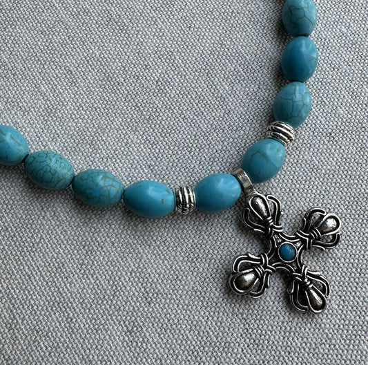 Collar de turquesa con colgante Cruz | UA Market®