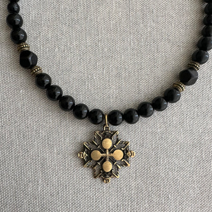 Collar de agate natural con Zgarda "Cruz"| UA Market®