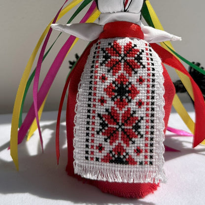 Motanka | Motanka Estrella de la Vida | Blanco & Rojo | Corona de Flores | UA Market®