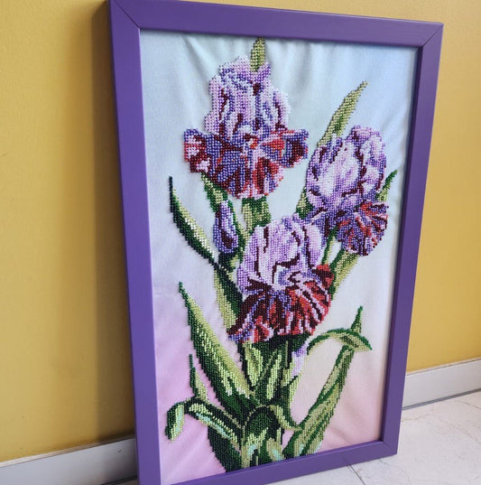 Cuadro bordado de chaquira Flores | UA Market®