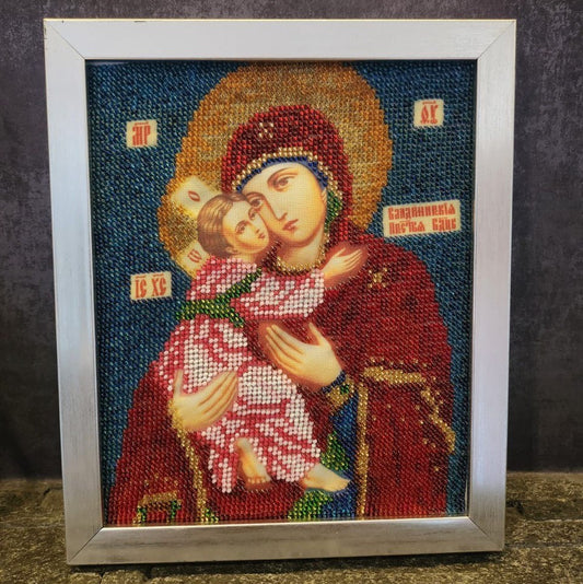 Cuadro bordado de chaquira Virgen María | UA Market®