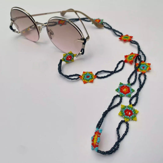 Soporte para gafas “Mándalas” hecho a mano con cuentas japonesas